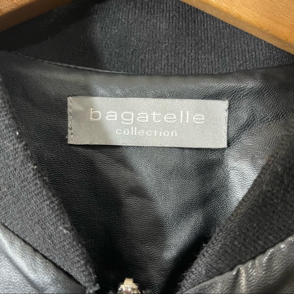 Bagatelle faux leather Bomber Jacket in black with embroidered hummingbirds - Picture 8 of 10